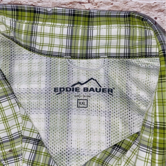 Eddie Bauer Outdoor Green Plaid Button Down Shirt - Men’s XXL - Picture 8 of 10